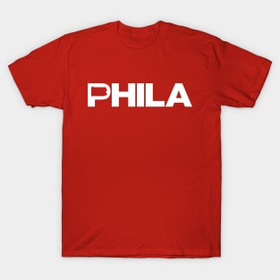 Philadelphia 'Phila' Sports Fan T-Shirt: Flaunt Your Philly Pride with a Bold State-Shaped Design! T-Shirt
